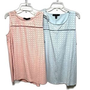 NWT French Laundry Tank Tops Set of 2 Blue Pink Blouse Faux Suede Women sz 1X